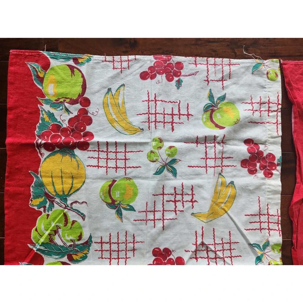 Vtg 40's-50's Feed flour Sack Fabric Valances authentic Cotton Fruit Print 40x24